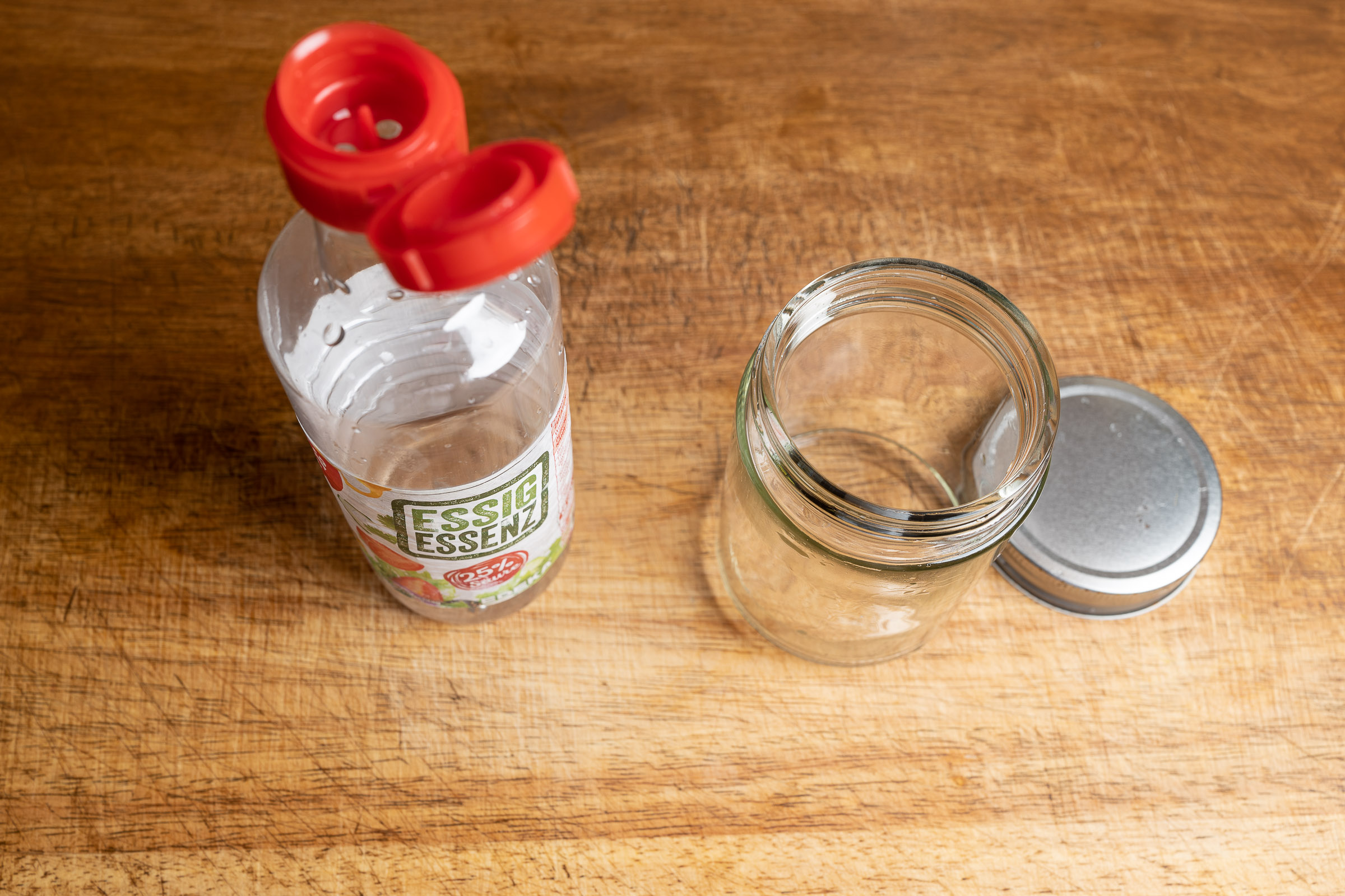 Gläser auswaschen mit Essig für Trüffelöl